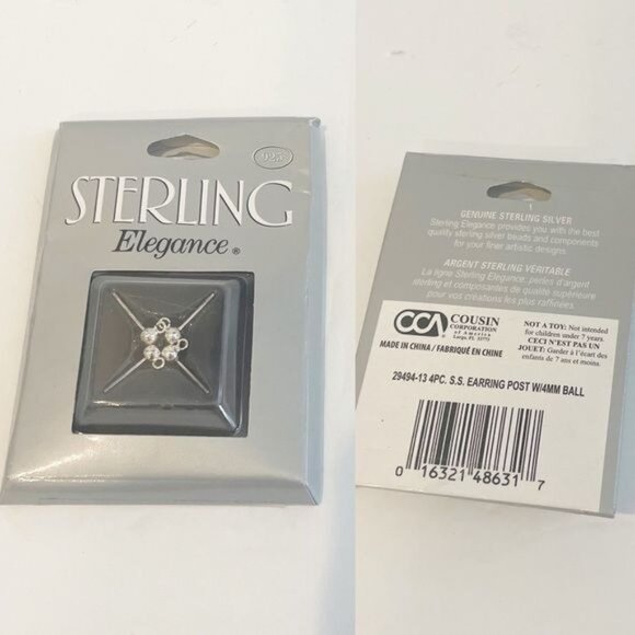 Sterling Elegance Sterling Silver Jewelry Making Supplies 5 Packs Earring Posts - Picture 6 of 8